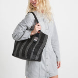 The Sak Roma Tote - Straw - Black Metallic Woven