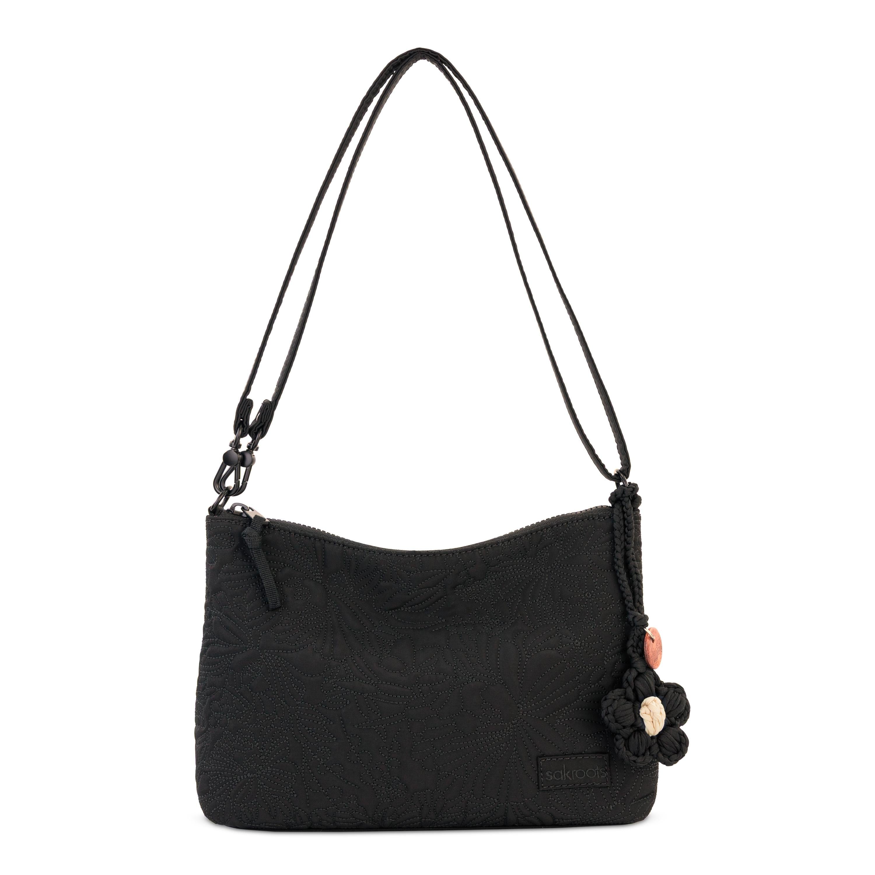 Sakroots Lumi Crossbody - EcoTwill - Black Flower Blossom Quilted