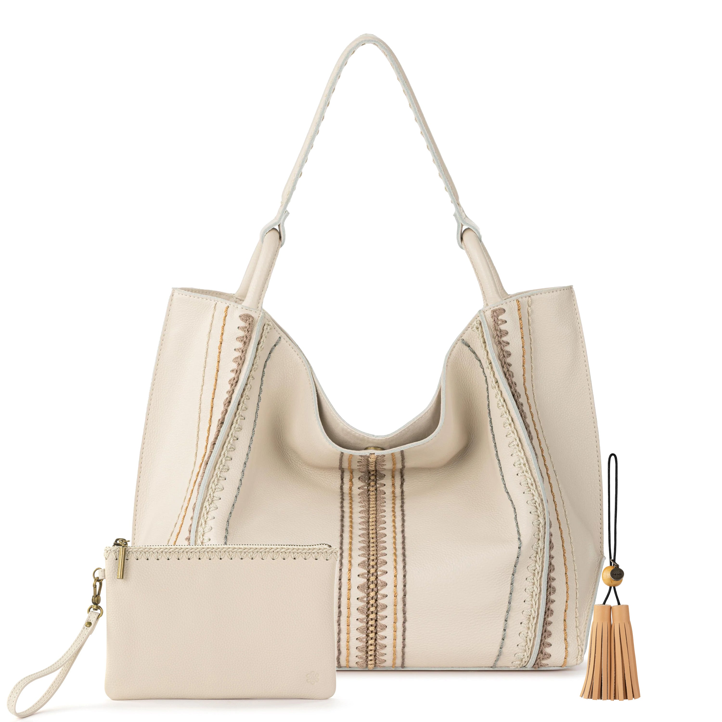 The Sak Los Feliz Large Tote 3 Piece Set - Leather - Stone Seminyak