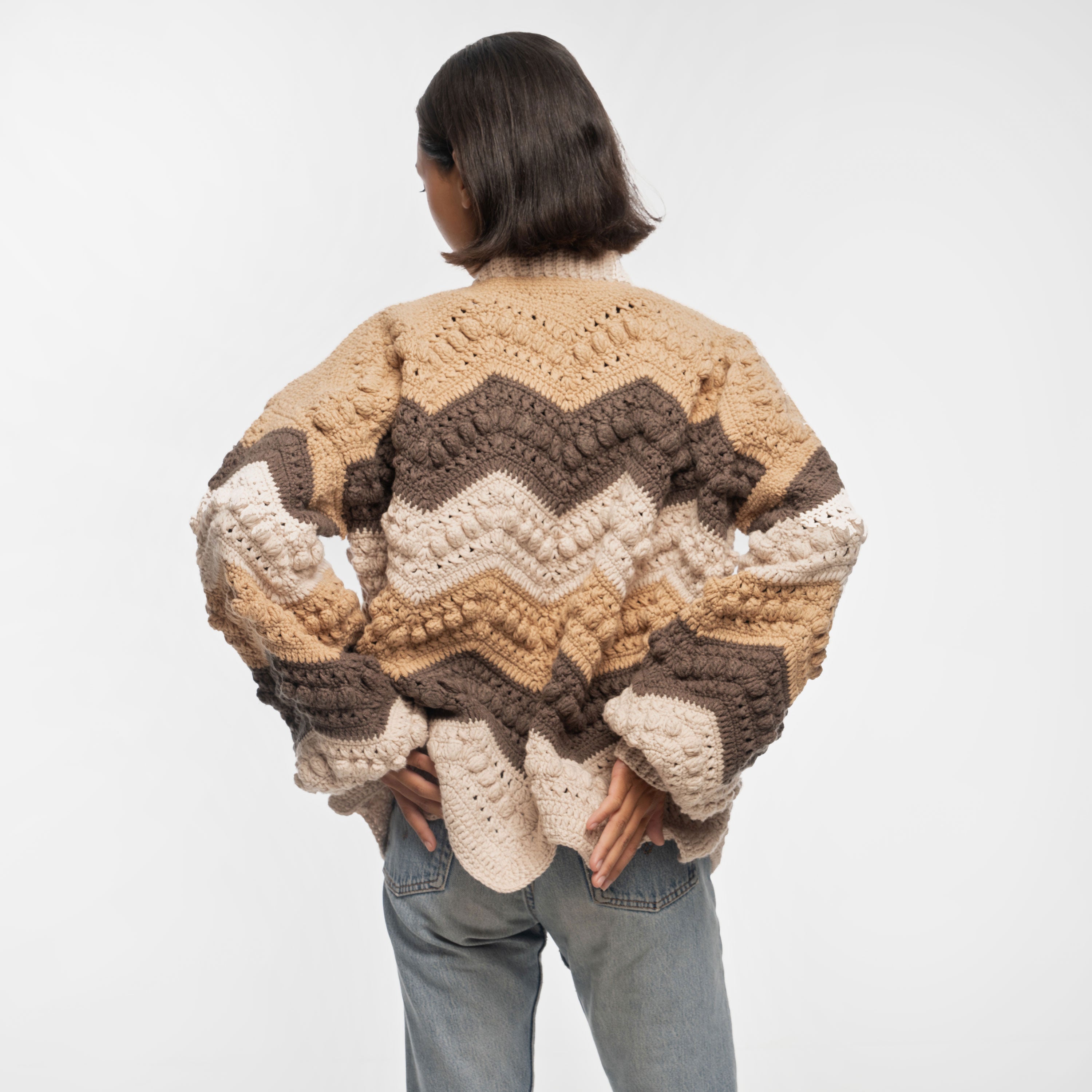 The Sak Haven Oversized Cardigan - Hand Crochet - Neutral Multi