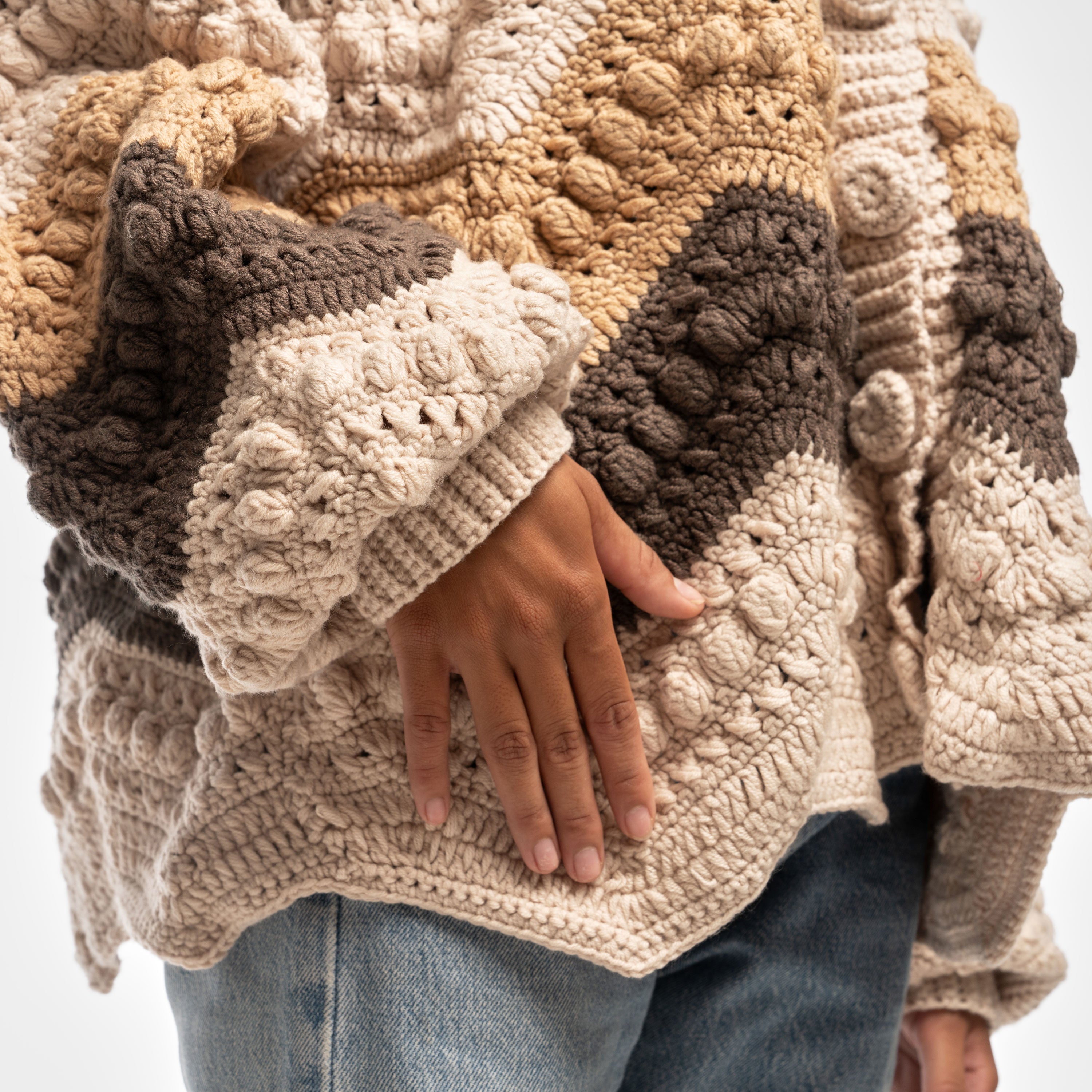 The Sak Haven Oversized Cardigan - Hand Crochet - Neutral Multi