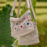 The Sak Melrose Crossbody - Hand Crochet - Natural Multi Flowers