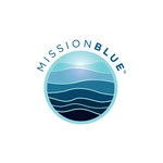 A logo featuring a stylized blue ocean wave within a circle, with the text 'MISSION BLUE' arching over the design.