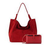 The Sak Los Feliz Large Tote and Iris Smartphone Wallet Bundle - Leather - Scarlet Suede