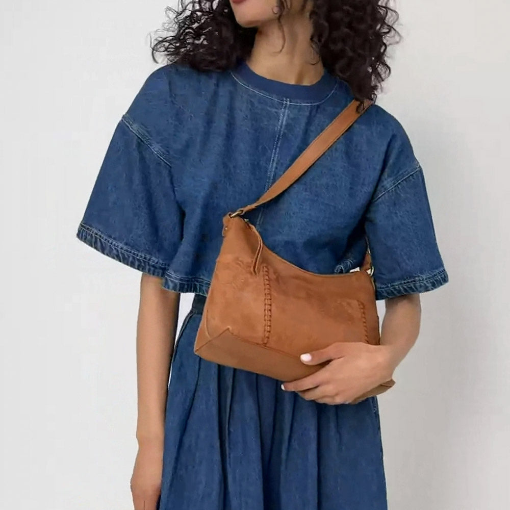 Melrose Shoulder Bag in Tobacco Floral Embossed Leather – The Sak