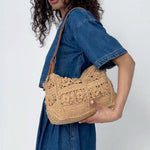 The Sak Los Feliz Hobo - Hand Crochet - Natural Tonal Flower