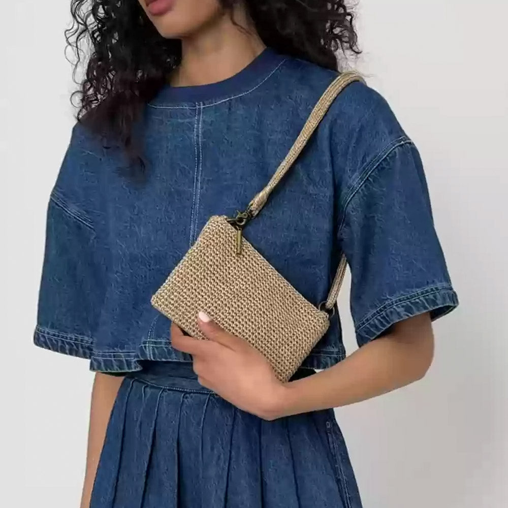 The Sak Vita Convertible Wristlet - Hand Crochet - Bamboo Static