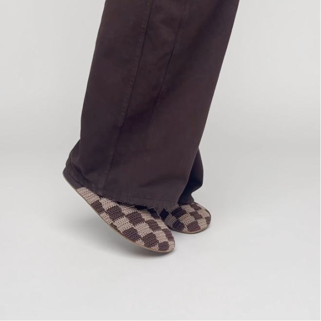 The Sak Bolinas Clog - Hand Crochet - Brown Check