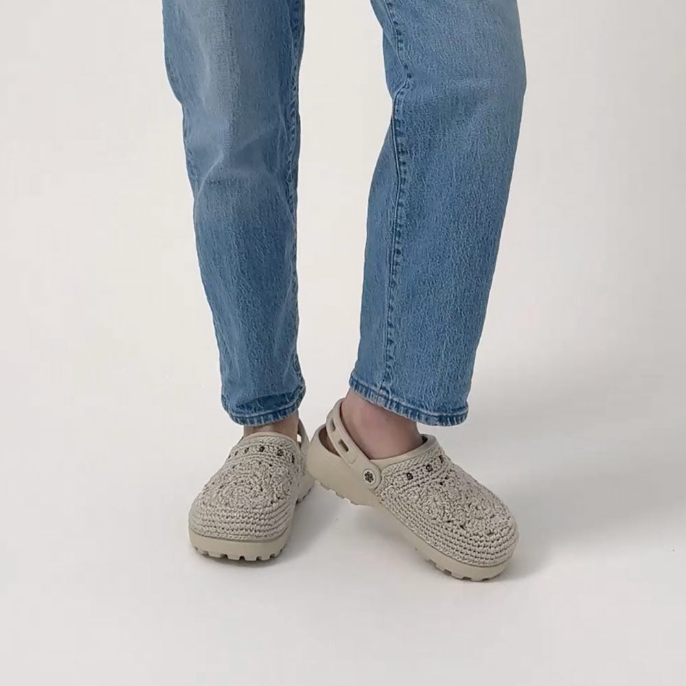 The Sak Bolo Eva Clog - Hand Crochet - Natural Medallion
