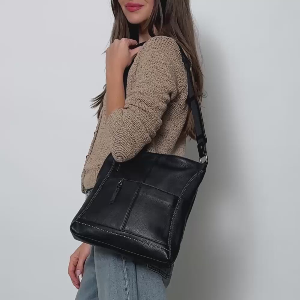 Lucia Crossbody Bag in Black Leather – The Sak