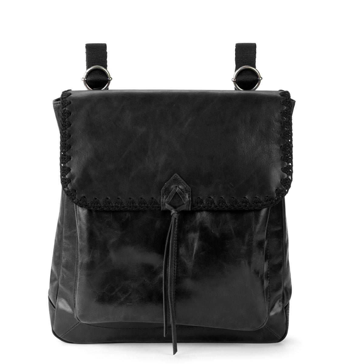 MULTI SAC BLACK FAUX LEATHER CONVERTIBLE BACKPACK/PURSE WITH ADJUSTABLE  STRAP