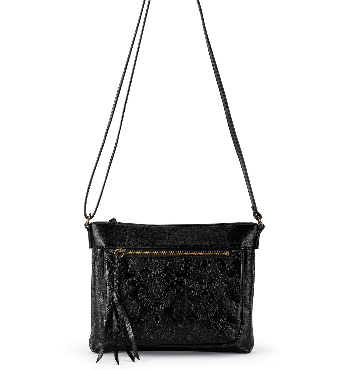 The SAK Black Leather Shoulder Bag Purse,adjustable Strap, Multi pocket |  eBay